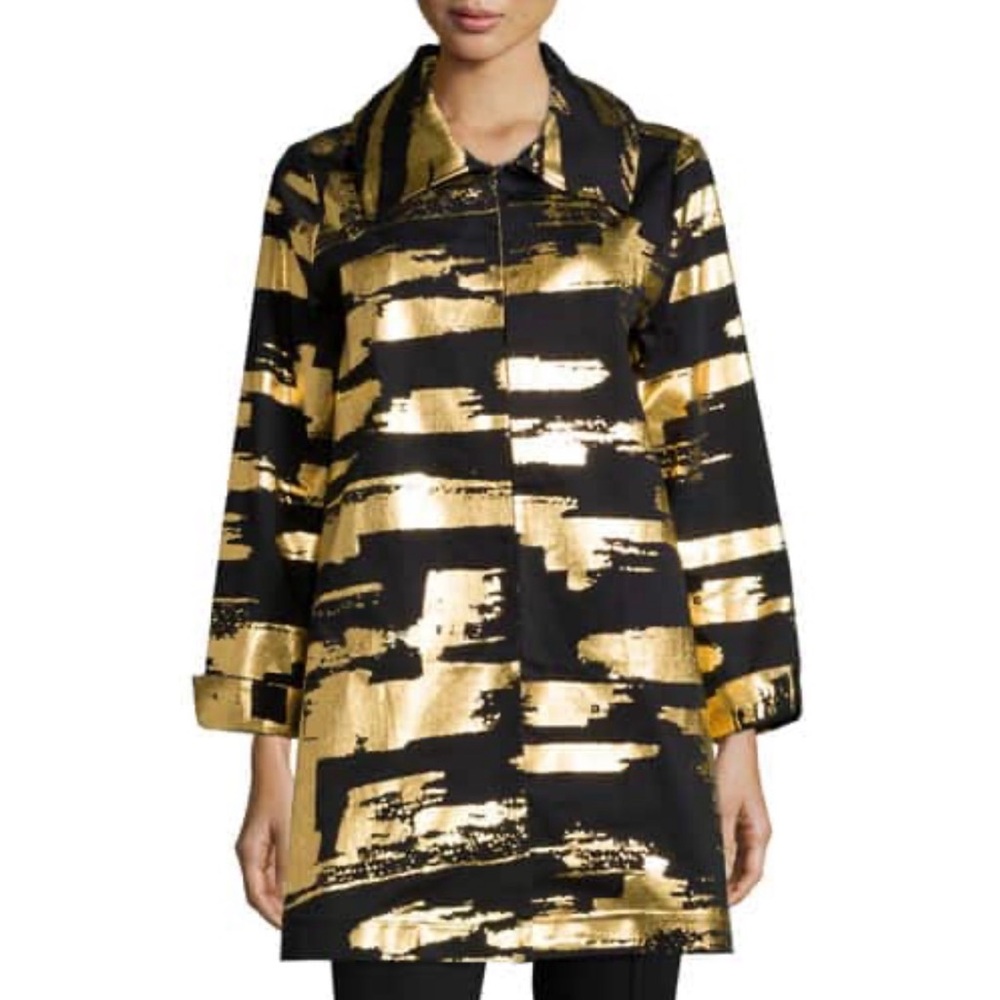 Berek women’s XL Golden Glow Drama Metallic Black and Gold Patterned Jacket